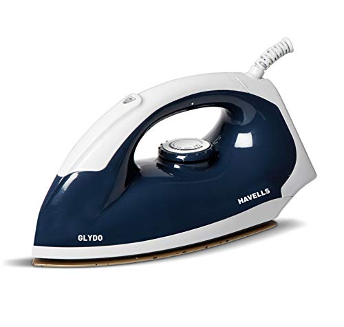 “Havells Glydo 1000 watts Dry Iron With American Heritage Plastic Non Stick Sole Plate”.