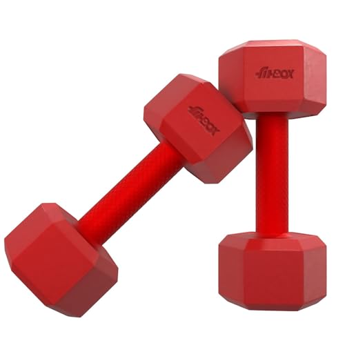 “FitBox Sports 4kg Hexa PVC Dumbbells (2kg x 2) RED”.