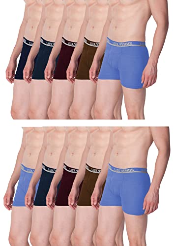 “LUX VENUS Men’s Pure Cotton Classic Solid Trunks (Pack of 10) (Drawer_Multicolor_80 CM)”.