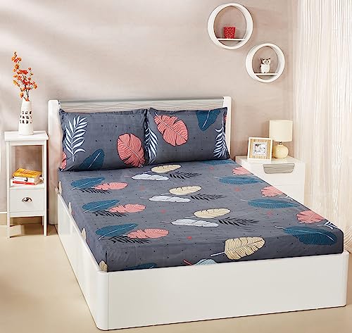 “Amazon Brand – Solimo Grey Valley King Size Bedsheet with 2 Pillow Covers”.