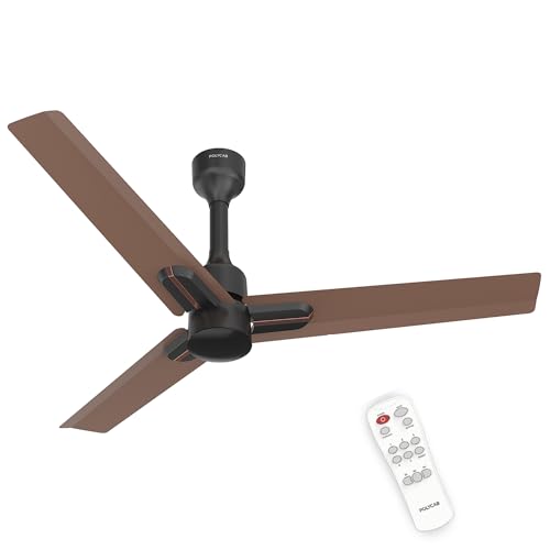 Polycab Wizzy Neo 1200mm 5-Star BLDC, Remote Ceiling fan for home| Free Installation | 55% Energy Saving, 100% Copper, High Air Delivery, 6 Speed Setting, Reversible & TimerBrown Copper