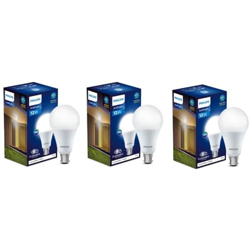 Philips B22 Base Stellar Bright 12-Watt LED Bulb (Crystal White, Pack of 3)
