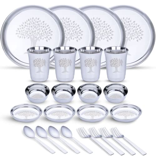 Limetro Stainless Steel Dinner Set (Set of 24- Serves 4)