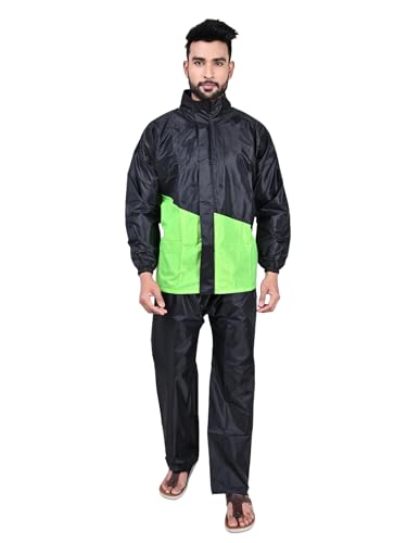 Rupa Rainwear for Men, Dual Tone Collection, Waterproof PVC Rain Jacket with Pants and Carry Bag, Pack of 1