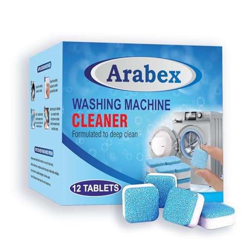 ARABEX Washing Machine Cleaner Descaler 12 Pack - Deep Cleaning Tablets For HE Front Loader & Top Load Washer, Clean Inside Drum And Laundry Tub Seal (Washing Machine Cleaner Tablets - 12 Pack)