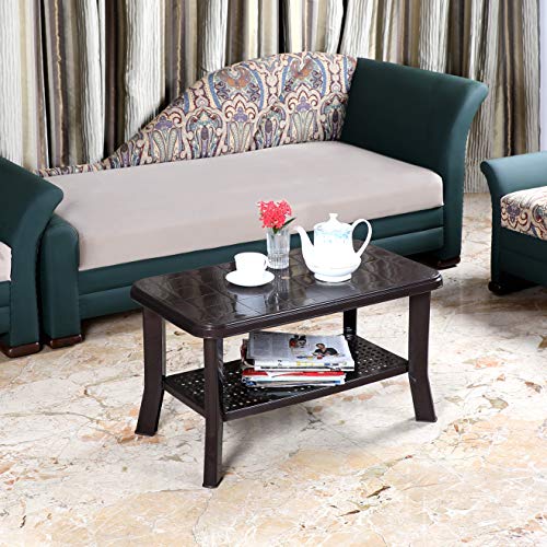 Cello Oasis Plastic Centre Table, Ice Brown | Dust Proof | Light weight | Strong & Durable | Center Coffee Table for Living Room, Garden, Office | 3 Years Warranty - Manufacturing defect