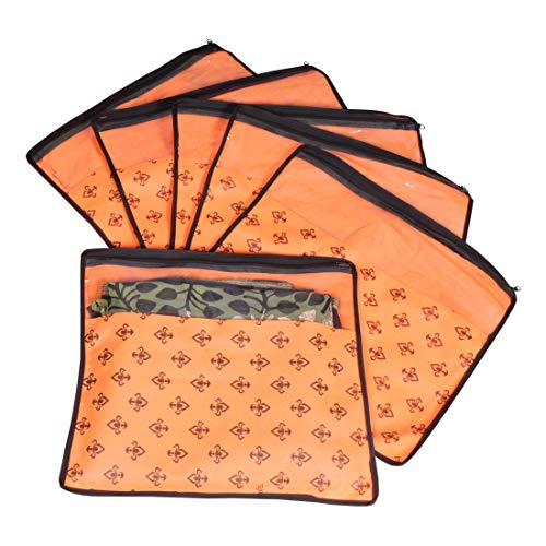 PrettyKrafts Non Woven Saree Covers with ZIP – Pack of 6