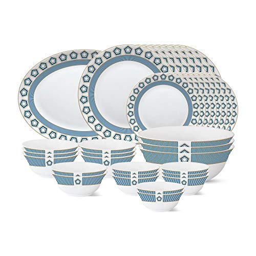 Larah by Borosil - Tiara Series, Crystal, 36 Pcs, Opalware Dinner Set, White