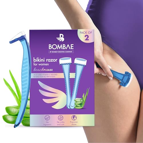 Bombae bikini razor for women | Hair removal razor for women intimate bikini area | With aloe vera for no irritation | Pack of 2