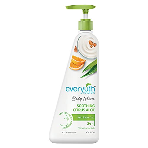 Everyuth Naturals Body Lotion Citrus Aloe|Instant Hydration|Refreshing & Soothing|24 hr Moisturization|Non-sticky & Moisturizing|for Men & Women|100% Natural Almond Milk - 500ml