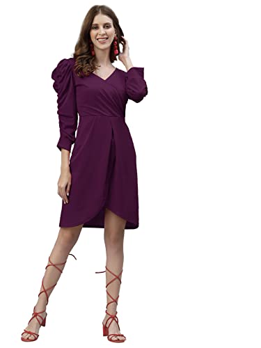 SIRIL Women’s Knitted Bodycon Lycra Dress(318TK9003-XL_Wine2)