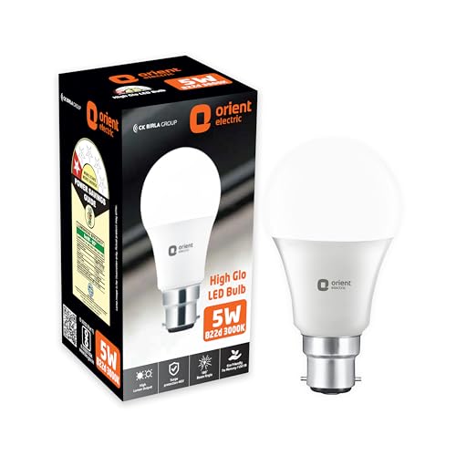 Orient Electric Polycarbonate High Glo Led Lamp 5W, (Warm White, 3000K, B22 - Pack Of 1)