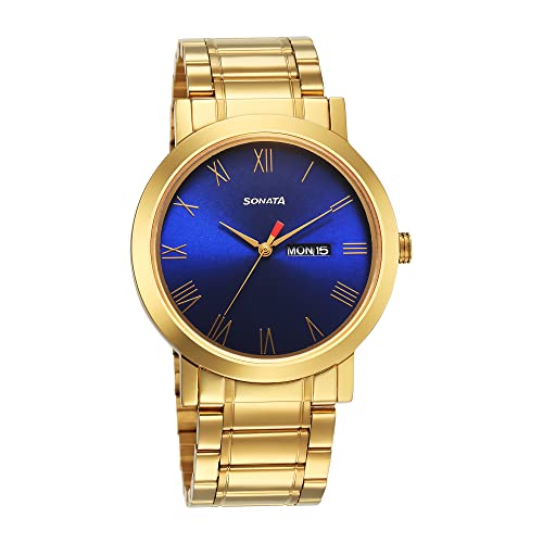 Sonata Utsav Blue Dial Watch for Men-NS77108YM06
