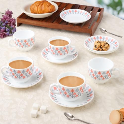 Larah by Borosil Regency Opalware Cup and Saucer Set of 12 pcs