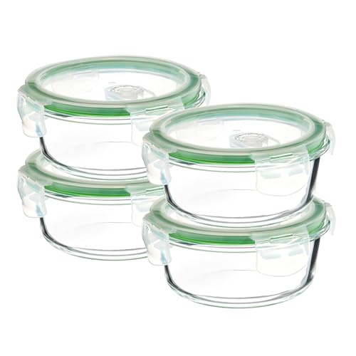 Amazon Brand – Solimo Borosilicate Glass Container with Air-Vent Lid (420ml Each)