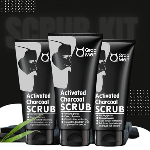 Qraa Men Activated Bamboo Charcoal Scrub with Essential Oils
