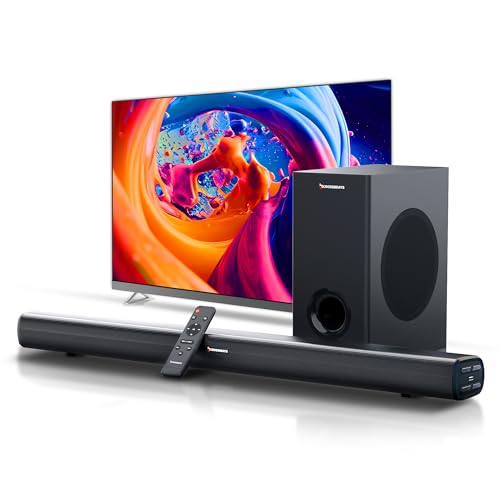 CrossBeats Blaze B600 2.1 Home Theatre 200W Sound bar for TV with subwoofer | Remote Control | Bluetooth Speaker with Bass | Soundbar 3 EQ Modes, HDMI ARC, USB Optical & Aux | Music System for Home