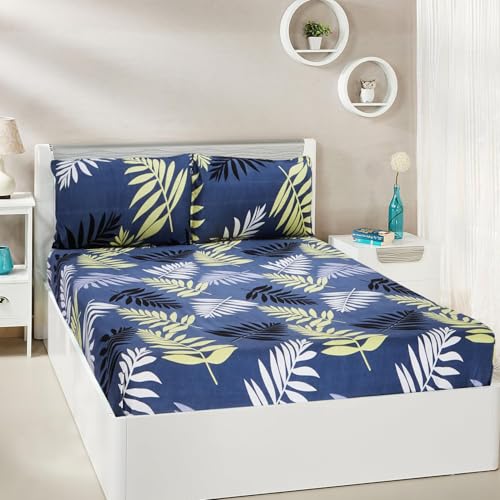 Amazon Brand – Solimo Super Soft Polyester Double Bedsheet with 2 Pillow Covers