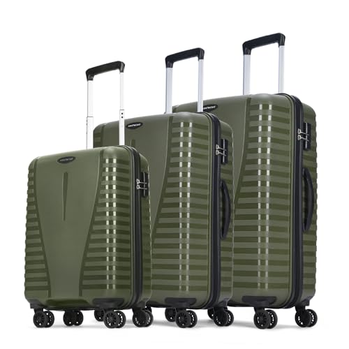 Aristocrat Airpro 3 Pc Set Cabin 55cm(Small) Check-in 66cm(Medium) Check-in 75cm(Large) 8 Wheels Spinner Trolley Bags, Hard Case Luggage, Lightweight Bag & Combination Lock