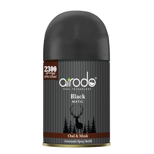Airodo Automatic Room Fresheners Refill Air Matic Boost Home Fragrance with 2300 Sprays Each Bottle Black Pack of 1