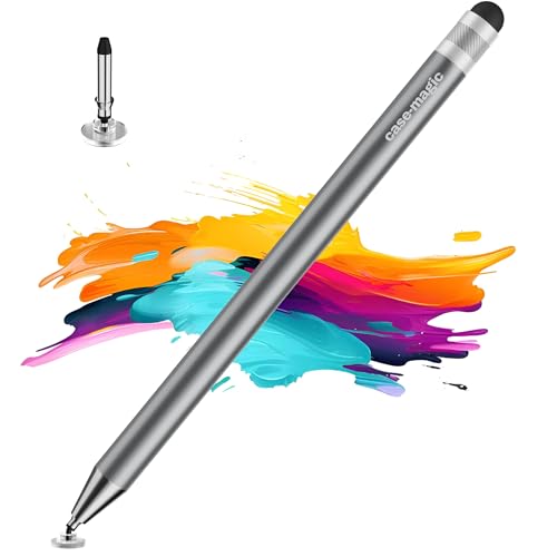 Case-Magic 2 in 1 Universal Stylus Pen with Fine Point Disc Tip+ Rubber Fiber Tip