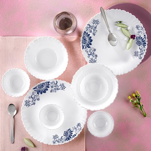 Larah by Borosil Silk Series Leona Opalware Dinner Set with Steel Spoon