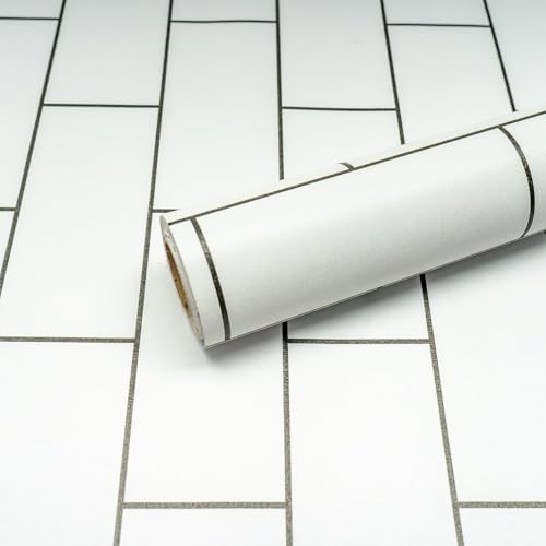 FOKRIM White Brick Wallpaper for Walls Sticker 45x300cm 14-sqft – Peel and Stick Removable Self Adhesive Waterproof Wall Paper for Home Kids Room Play Room