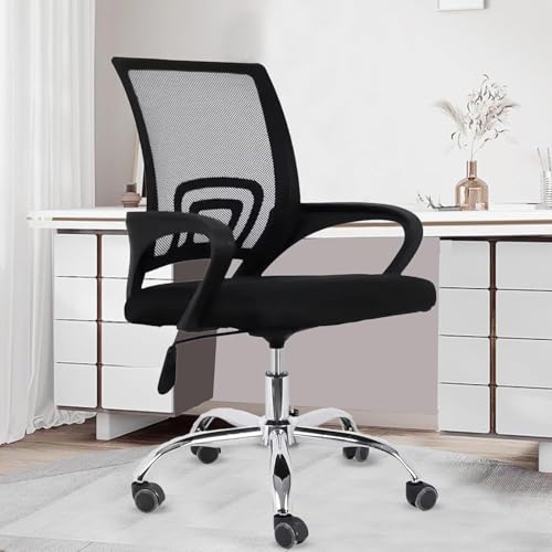 Casa Copenhagen Mesh Mid Back Office Chair/Study Chair/Computer Chair/Revolving Chair/Desk Chair for Work from Home -Metal Base