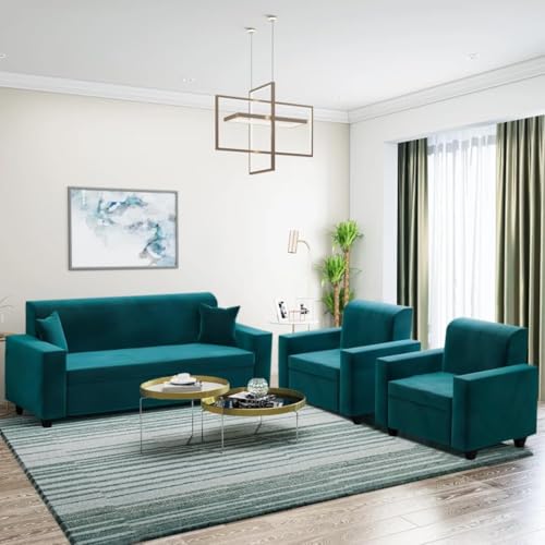 FURNY – Porto 5 Seater 3+1+1 Fabric Sofa Set -(Teal)