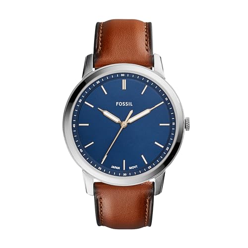 Fossil Men's The Minimalist 3H Analog Blue Dial & Brown