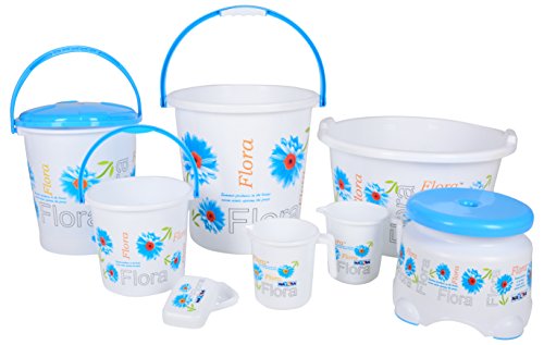 Nayasa Plastic Flora 8 Piece Bathroom Set (30.48 Cm X 25 Cm