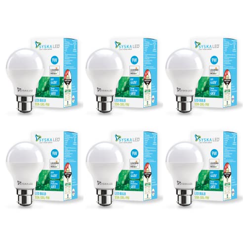 SYSKA Ssk-Srl-9W- Base B22D 9-Watt Led Bulb (Pack Of 6,