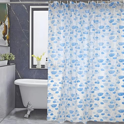 Kuber Industries PVC Floral Shower Curtain with Hooks, Size