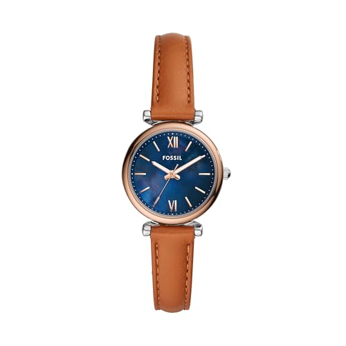 Fossil Women Leather Carlie Mini Analog Blue Dial