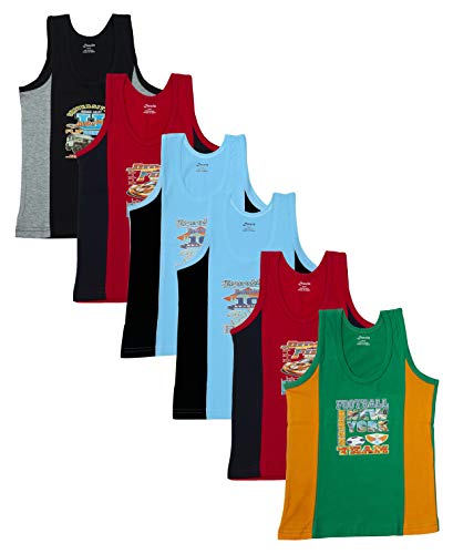 Dowin Sleeveless Printed Cotton Vest for Kids Boys (Pack of