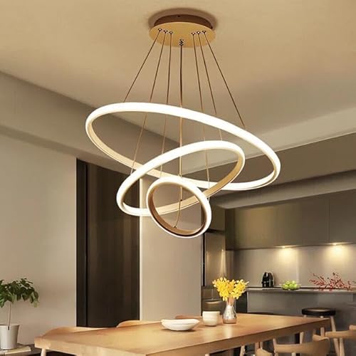 blissbells Modern Double 3 Ring LED Chandelier Lamp (Warm
