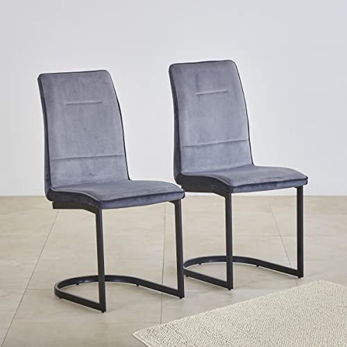 Home Centre Polaris Set of 2 Fabric Dining Chairs - Grey