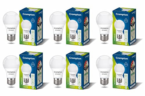 Crompton Dyna Ray 5W Round E27 LED Cool Day Light Pack of 6
