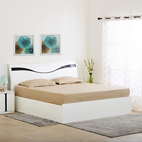 Home Centre Polaris Unicorn White Engineered Wood Queen Bed