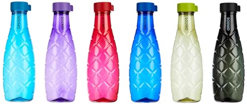 Amazon Brand - Solimo 1 Lt Water Bottle | Multicolor | Set