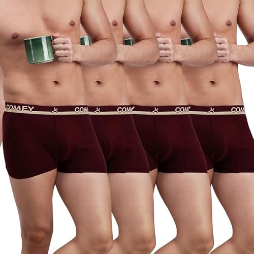 Amul Comfy (Pack of 4 Men Maroon Cotton Solid Trunk