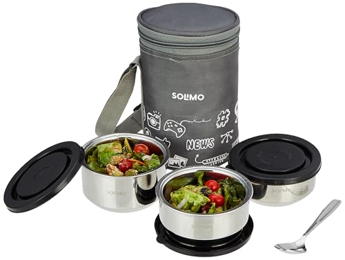 Amazon Brand - Solimo Stainless Steel Lunch Box Set of 4