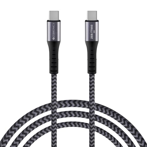 ZEBRONICS TT65S Type C - Type C Braided Cable, 65 Watts PD,