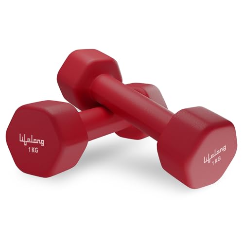 Lifelong Neoprene Dumbbells Set of 2 (1kg x 2) Fixed