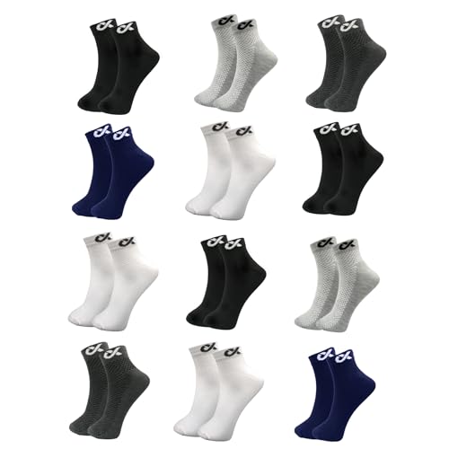 XJARVIS LYON 12 Pairs Ankle Length Cotton Socks Men & Women