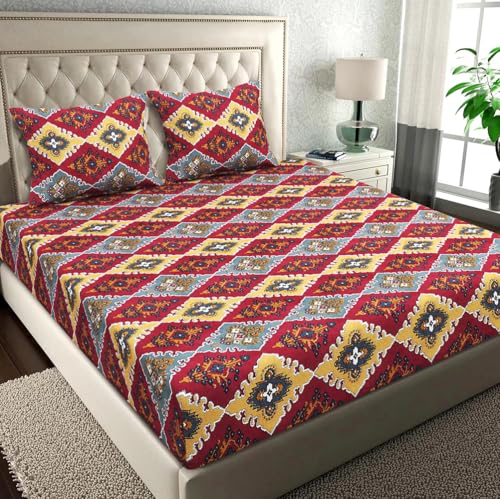 BSB HOME Pure Microfiber Jaipuri Rajasthani Print Bedsheet
