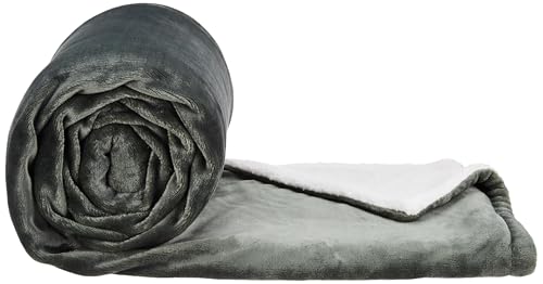 amazon basics Reversible Sherpa Flannel Blanket | Double