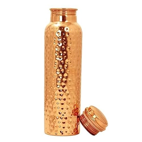 Copper India Pure Copper Water Bottle With Hammered Shine