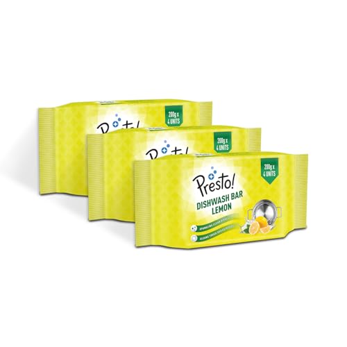 Amazon Brand - Presto! Dishwash Bar | 200 Gram | 12 count |
