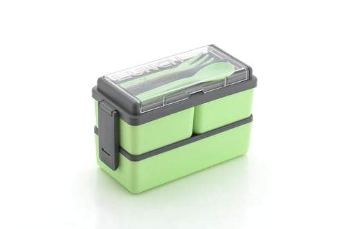 Plastic Lunch Box Comes with 3 Detachable Box, 2 Spoons &